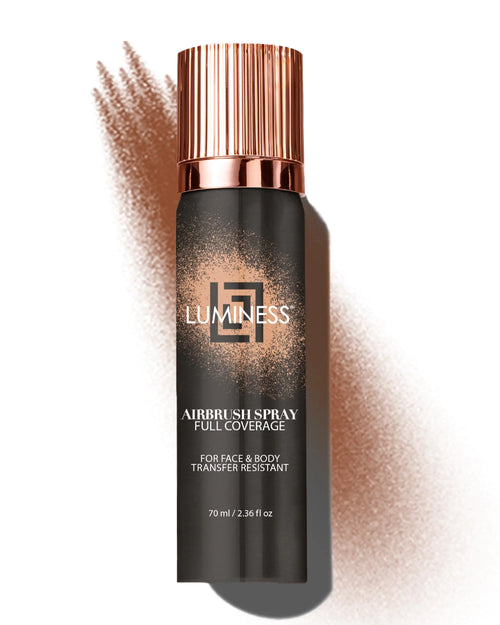 LUMINESS Spray Airbrush Foundation Makeup Deep Rich Shade 150 - Lightweight Full Coverage Foundation for Face Neck & Body - Concealer for Seamless Blending Natural-Looking Finish 2.36 fl oz 11:11