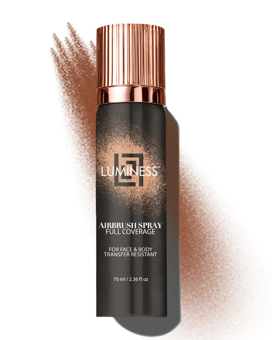 LUMINESS Spray Airbrush Foundation Makeup Deep Rich Shade 150 - Lightweight Full Coverage Foundation for Face Neck & Body - Concealer for Seamless Blending Natural-Looking Finish 2.36 fl oz 11:11